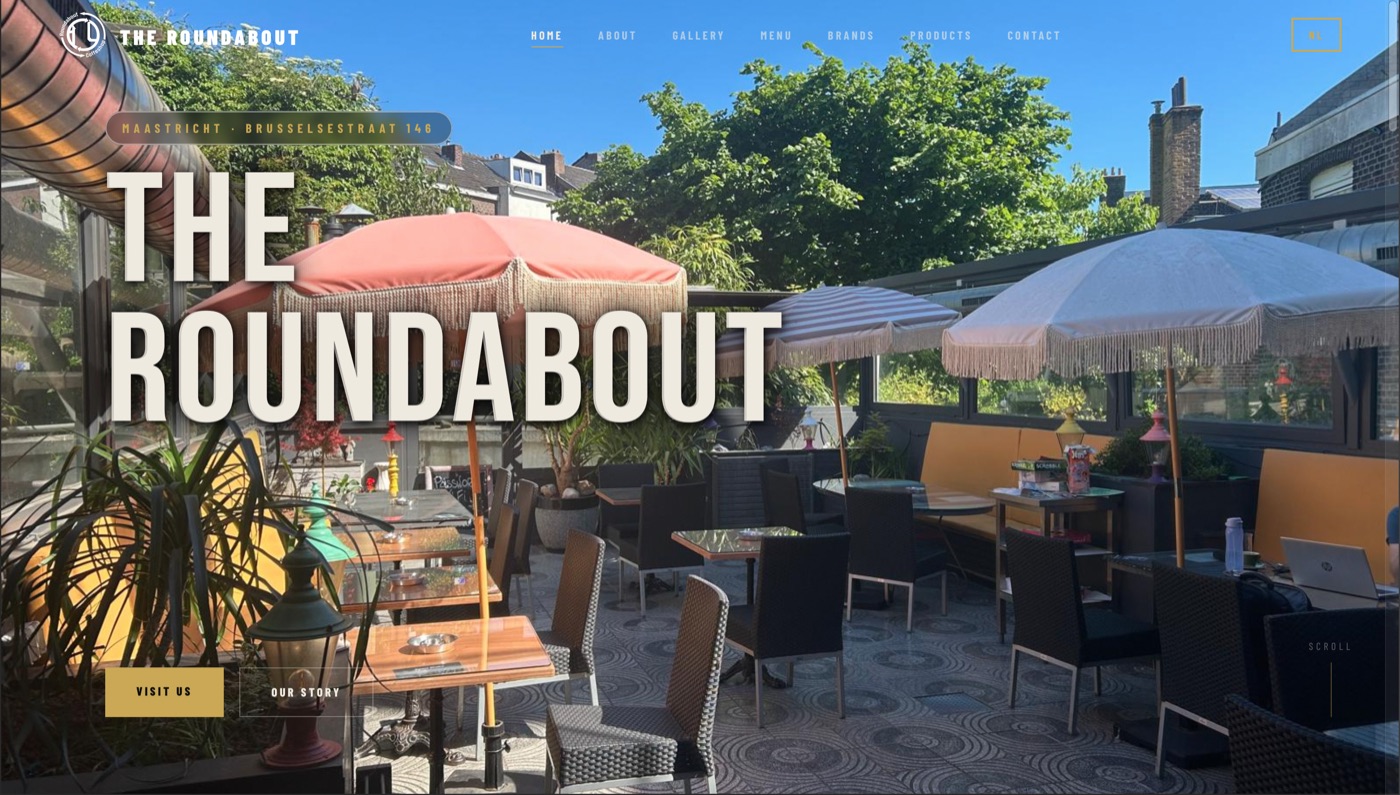 Screenshot van de homepage van The Roundabout