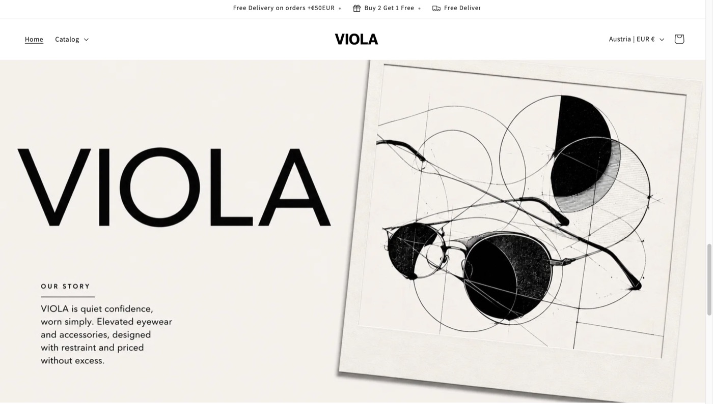 Screenshot van de Shopify-webshop van Viola
